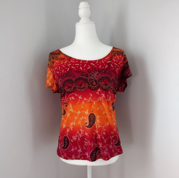 Susan Lawrence Paisley Print Top - Picture 1 of 5